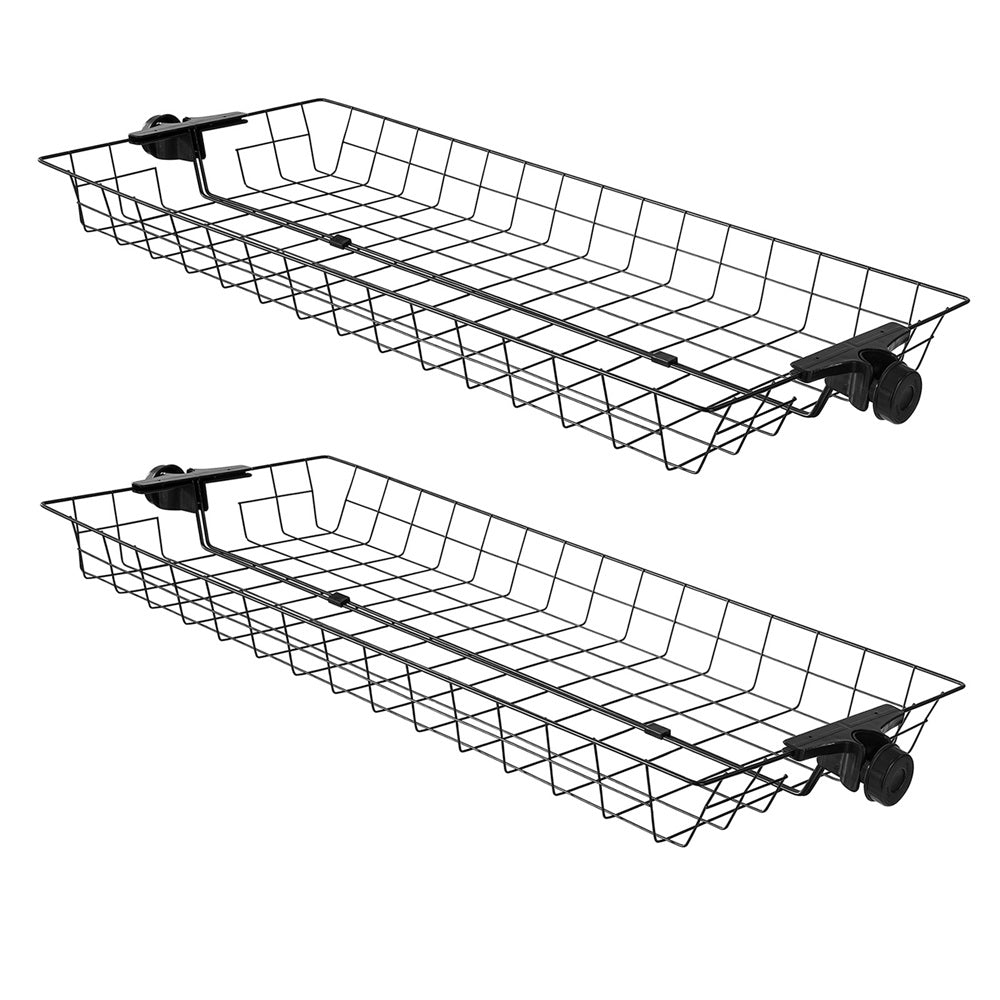 SoBuy FRG34-P02, Set of 2 Metal Storage Baskets for Telescopic Wardrobe System – Baskets for Clothing Rack and Coat Hanger