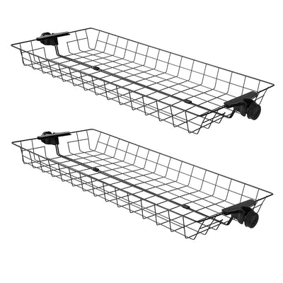 SoBuy FRG34-P02, Set of 2 Metal Storage Baskets for Telescopic Wardrobe System – Baskets for Clothing Rack and Coat Hanger