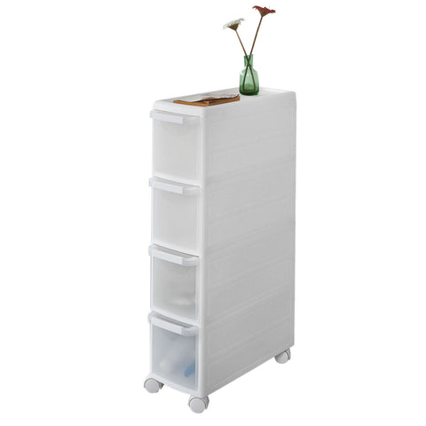 SoBuy FRG41-W, Plastic Storage Drawer Unit on Wheels, Slide Out Cabinet Rack