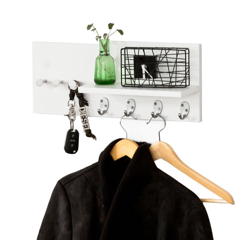 SoBuy FRG54-W, Wall Coat Rack with 7 Hangers and Storage Shelf