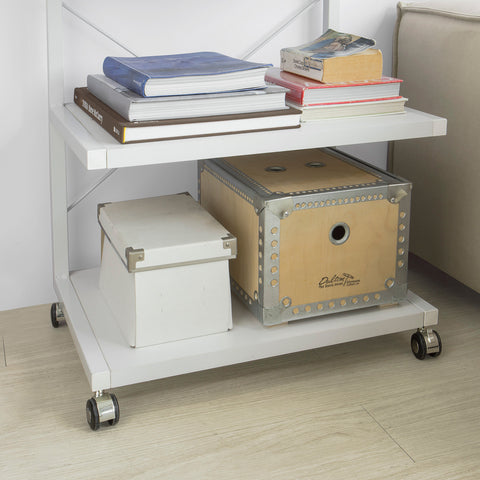 SoBuy FRG81-W, Desk Side Printer Shelf Stand, Serving Trolley Side Table on Wheels