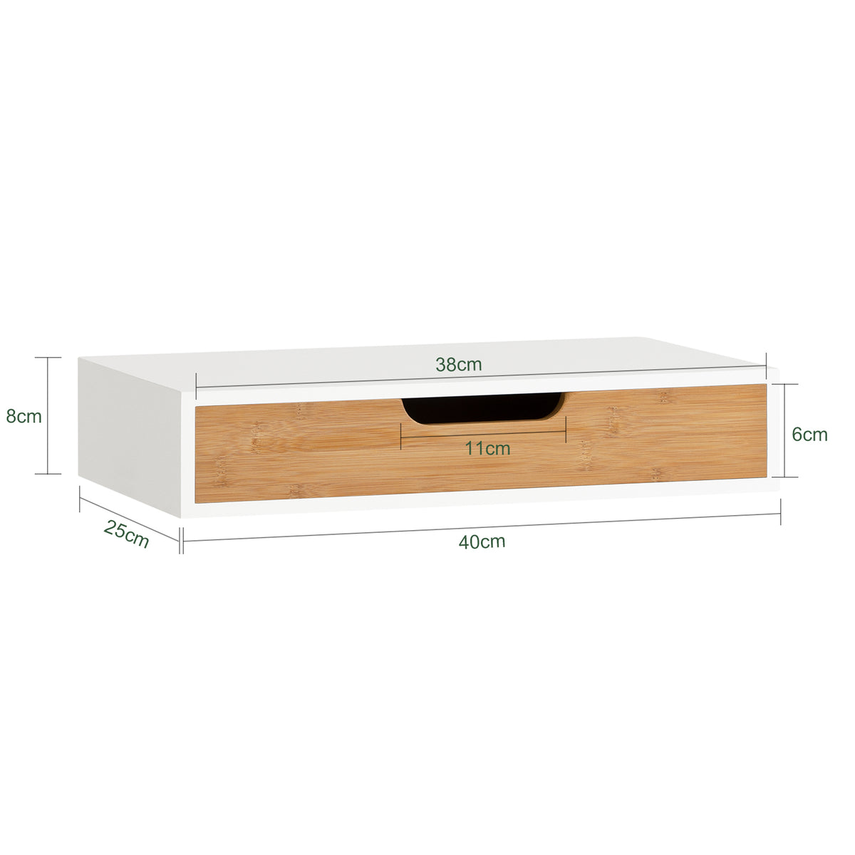 SoBuy FRG92-WN, Floating Shelf Storage Display, Wall Mounted Drawer, White