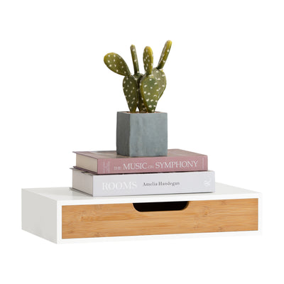 SoBuy FRG92-WN, Floating Shelf Storage Display, Wall Mounted Drawer, White