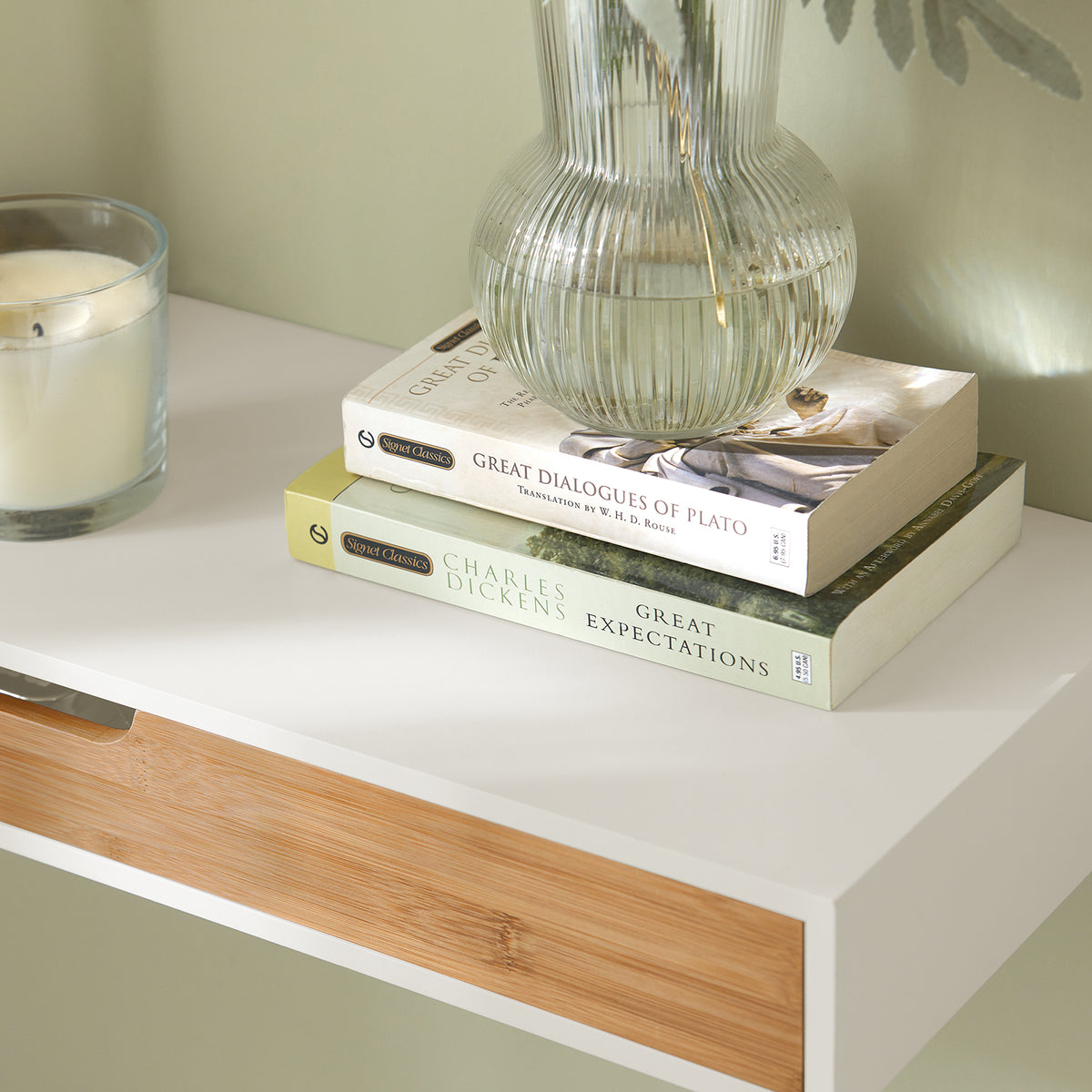 SoBuy FRG93-WN drawer interior close-up – hidden storage for keys accessories on wall mounted shelf