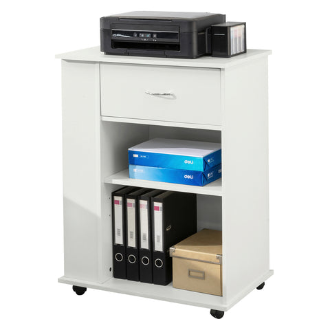 SoBuy FSB45-W, Home Office File Cabinet Printer Stand, Side Cabinet on Wheels