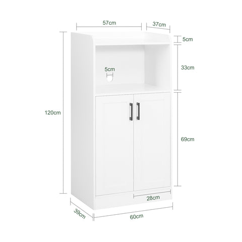 SoBuy FSB47-W, Sideboard with 2 Shelves 2 Doors, Kitchen Dining Room Cupboard Microwave Cabinet