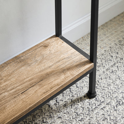SoBuy FSB49-PZ, Console Table Narrow Side Table Slim Console Table – 3 Tier Display Storage for Entryway, Living Room, Hallway – Modern Rustic Table with Metal Frame, W120 x D20 x H77cm