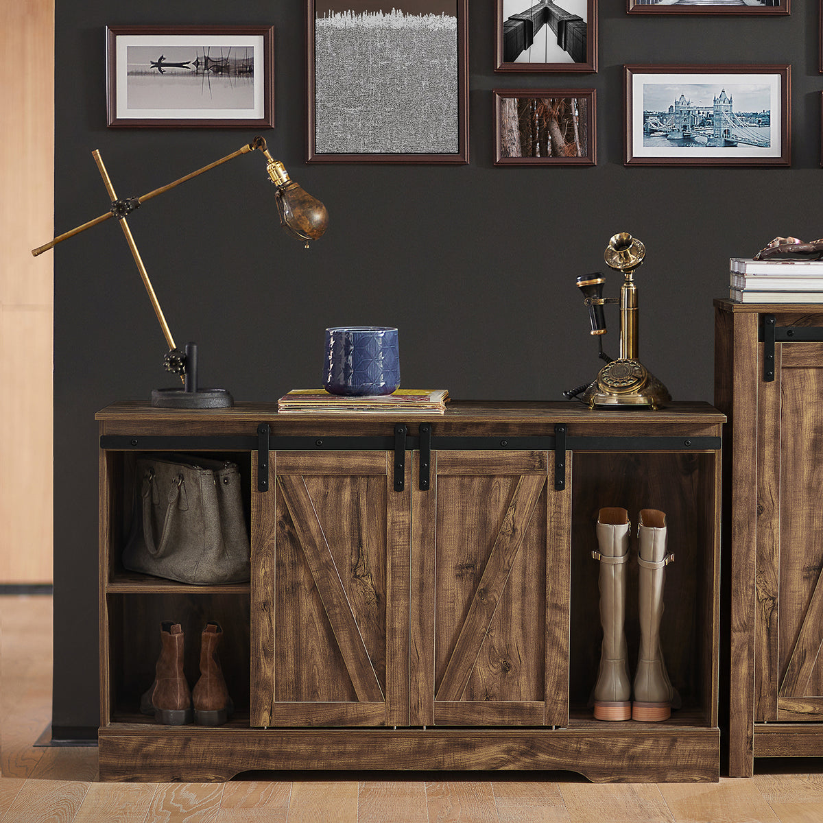 SoBuy FSB60-N, Storage Cabinet Sideboard with 2 Sliding Doors, Kitchen Dining Room Hall Cabinet, Wood