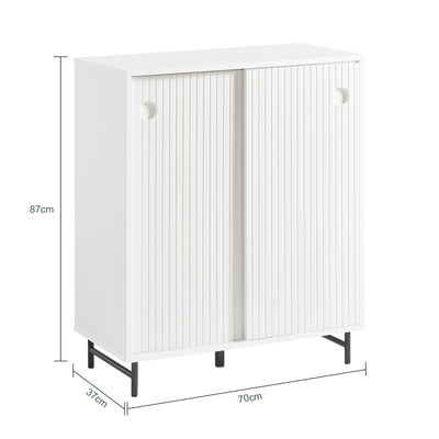 SoBuy FSB62-W, Sideboard Cabinet Storage Cupboard – Sliding Doors Hallway Shoe Organizer with Adjustable Shelves - White Sideboard for Living Room, Kitchen, Entryway – 60kg Load