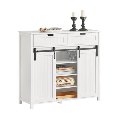SoBuy FSB74-W, Storage Cabinet Cupboard Sideboard with 2 Sliding Doors and 2 Drawers, White