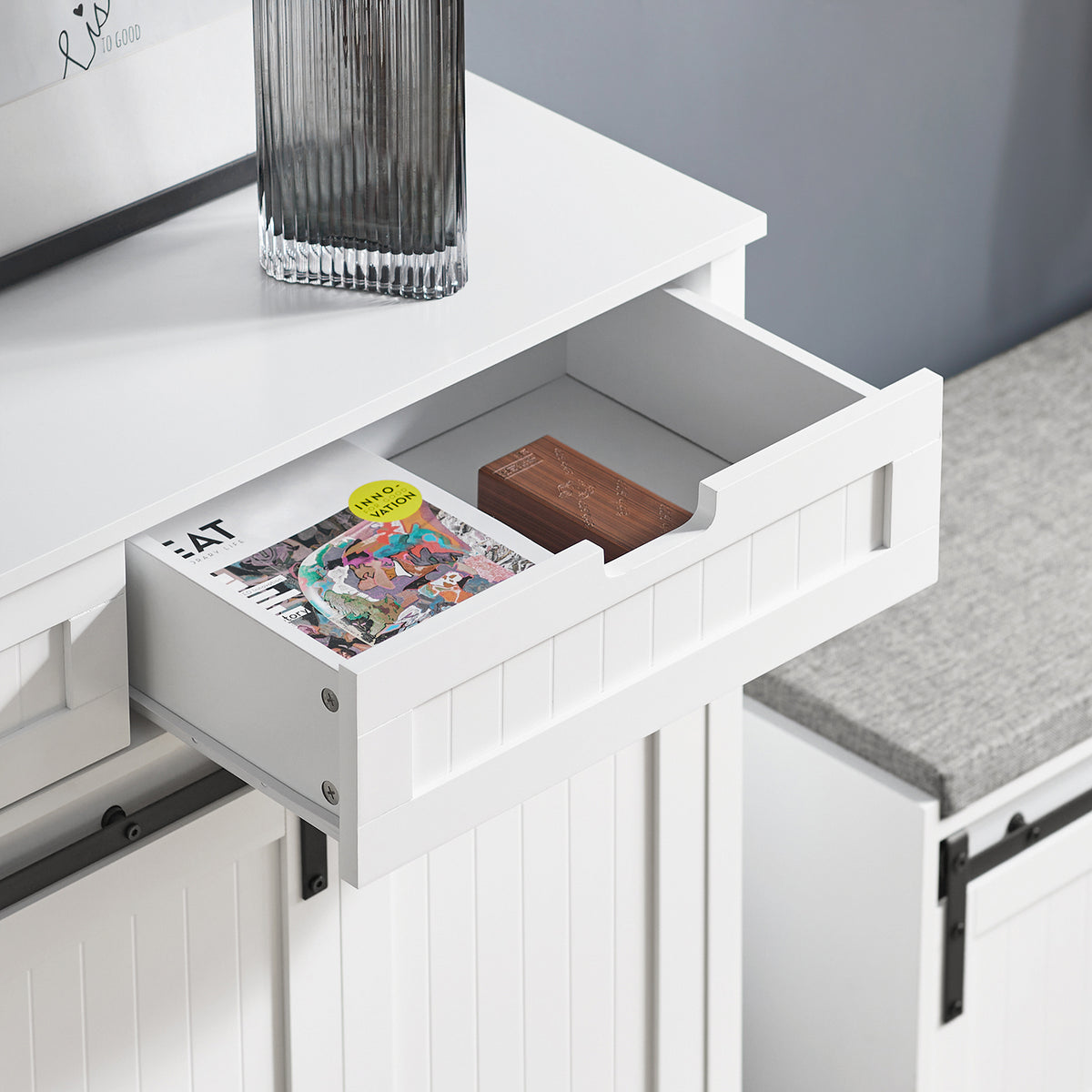 SoBuy FSB74-W, Storage Cabinet Cupboard Sideboard with 2 Sliding Doors and 2 Drawers, White