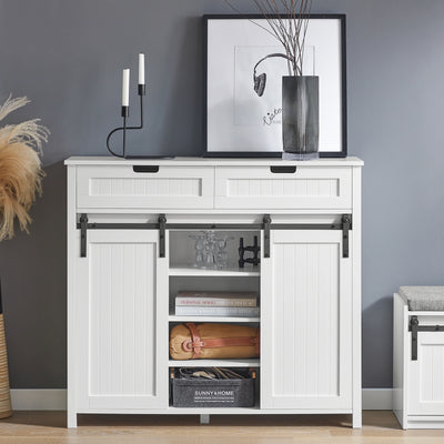 SoBuy FSB74-W, Storage Cabinet Cupboard Sideboard with 2 Sliding Doors and 2 Drawers, White