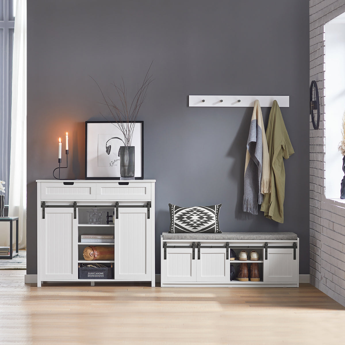 SoBuy FSR133-W, Hallway Storage Bench Shoe Bench Shoe Rack Shoe Cabinet, White