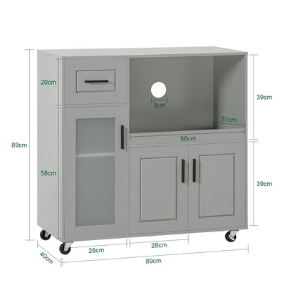 SoBuy FSB78-HG, Sideboard Microwave Cabinet Dining Room Cupboard Kitchen Trolley, Grey