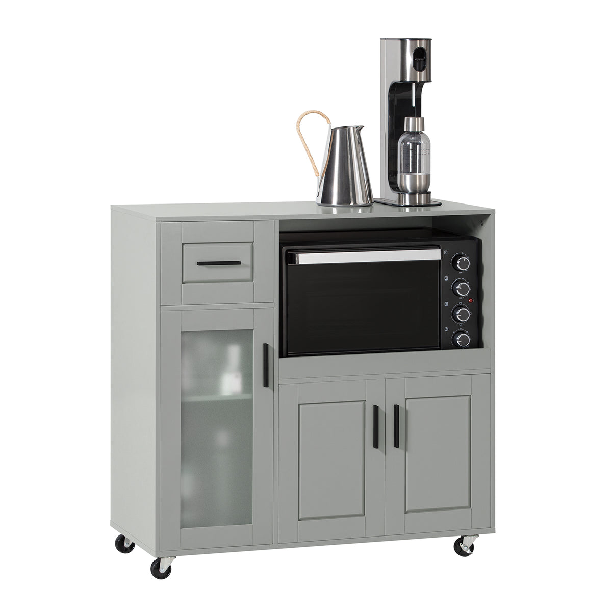 SoBuy FSB78-HG, Sideboard Microwave Cabinet Dining Room Cupboard Kitchen Trolley, Grey