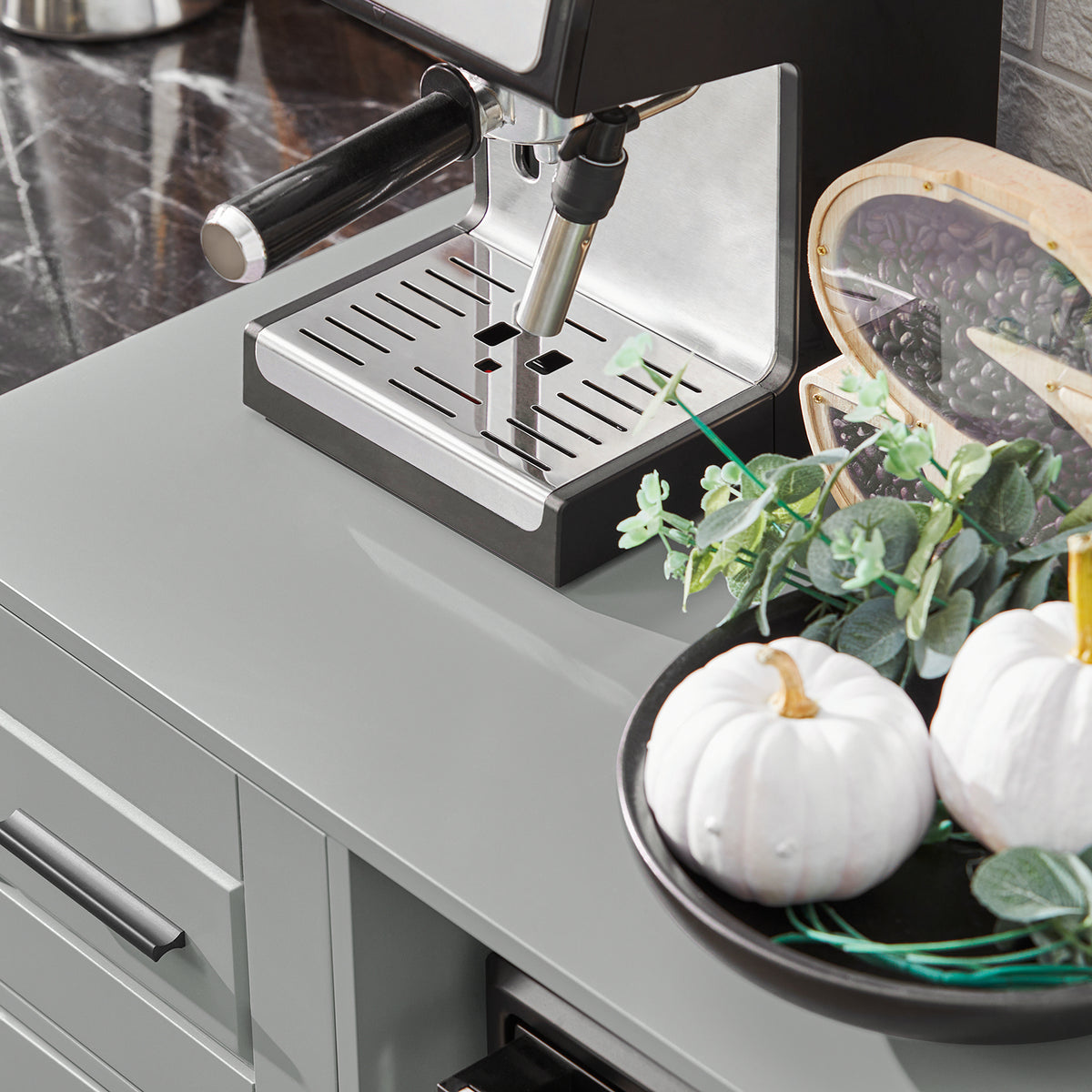 SoBuy FSB78-HG, Sideboard Microwave Cabinet Dining Room Cupboard Kitchen Trolley, Grey