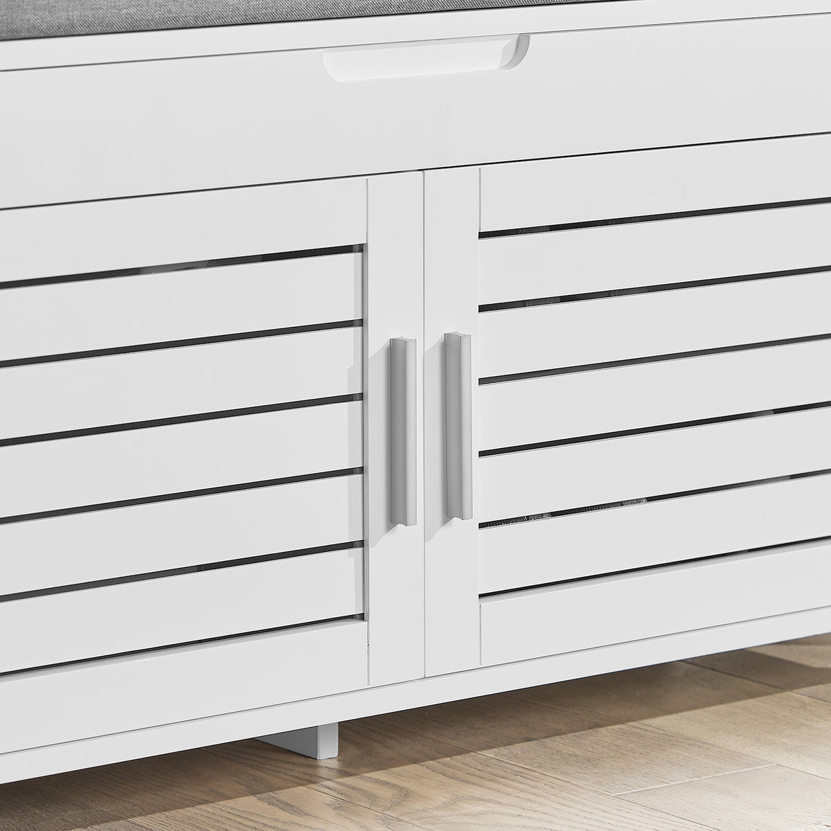 SoBuy FSR102-W, Shoe Rack Shoe Storage Bench with Folding Padded Seat - Adjustable Storage Shelves - Ideal for Entryway, Hallway, Bedroom - Modern Design, White, 90x33x50cm, 100kg Capacity