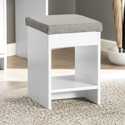 SoBuy FSR107-W, Hallway Shoe Cabinet Shoe Rack Shoe Storage Cupboard with 3 Drawers 1 Door and 1 Stool, White