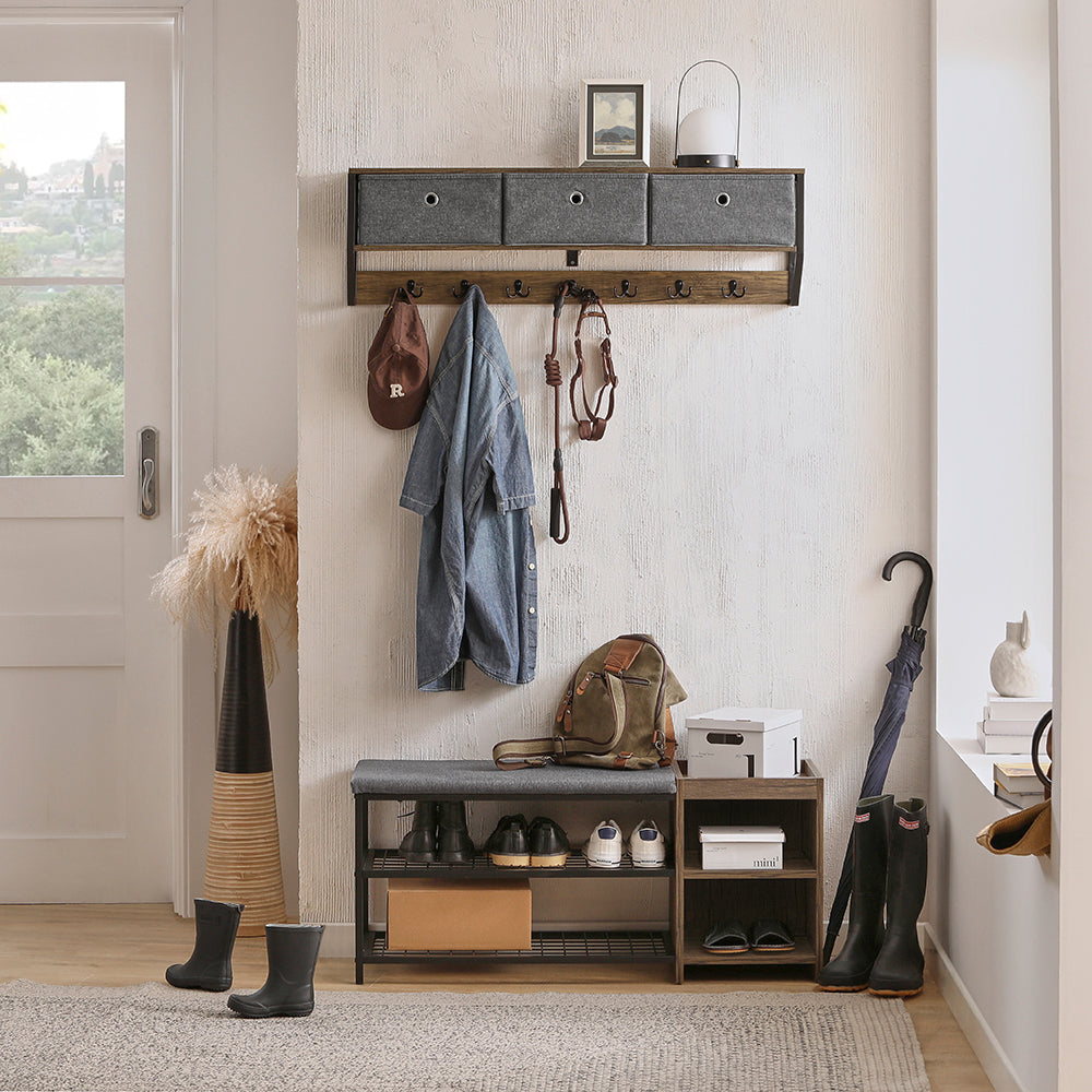 SoBuy FHK26-N, Wall Coat Rack Wall Shelf Wall Storage Cabinet Unit, Wood
