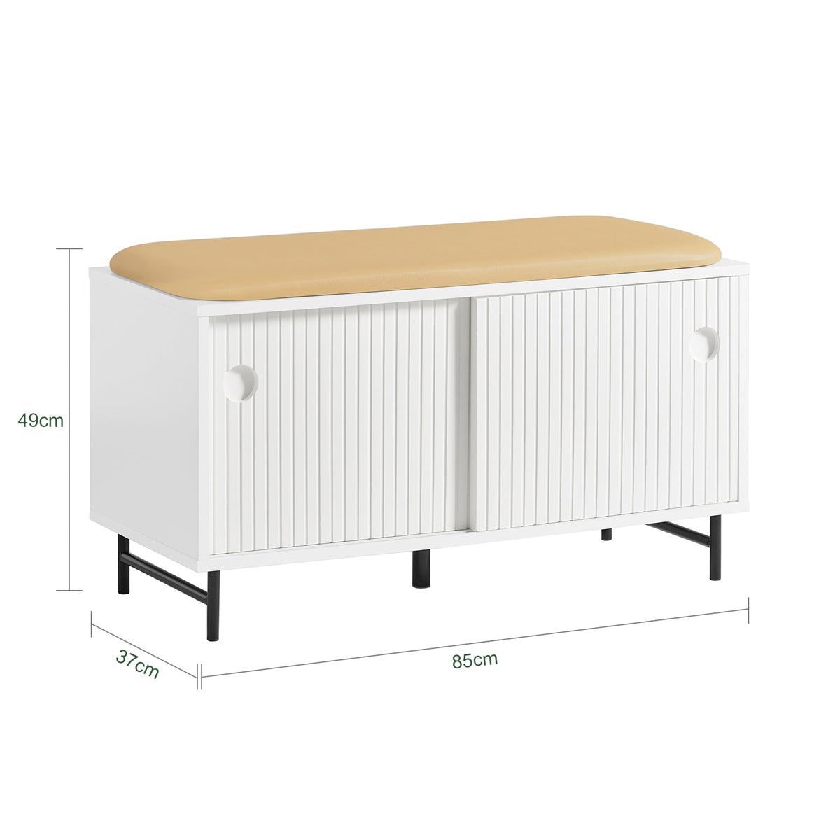 SoBuy FSR116-W, Hallway Storage Bench Shoe Rack with Sliding Doors and Seat Cushion, White
