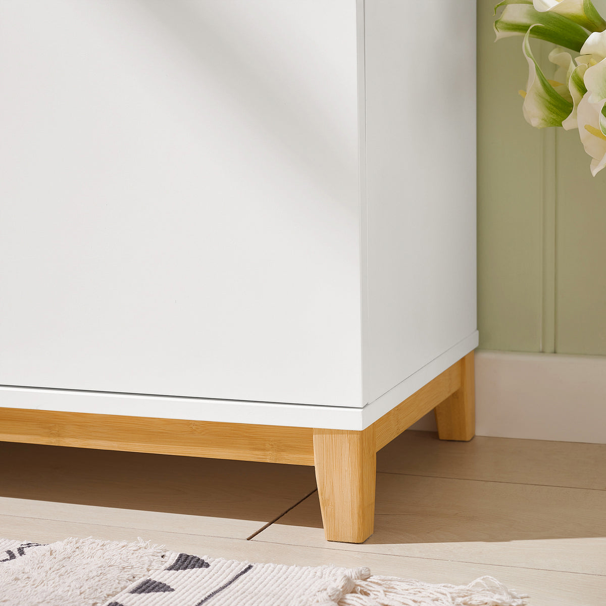 SoBuy FSR117-W Shoe Storage Bench Shoe Rack with Seat Cushion - Large Capacity Cabinet with Adjustable Shelves and 150kg Load - Entryway Hallway Wooden Storage Unit, White W90 x D34 x H47cm