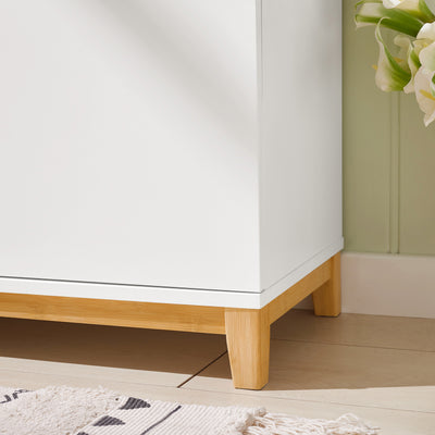 SoBuy FSR117-W Shoe Storage Bench Shoe Rack with Seat Cushion - Large Capacity Cabinet with Adjustable Shelves and 150kg Load - Entryway Hallway Wooden Storage Unit, White W90 x D34 x H47cm