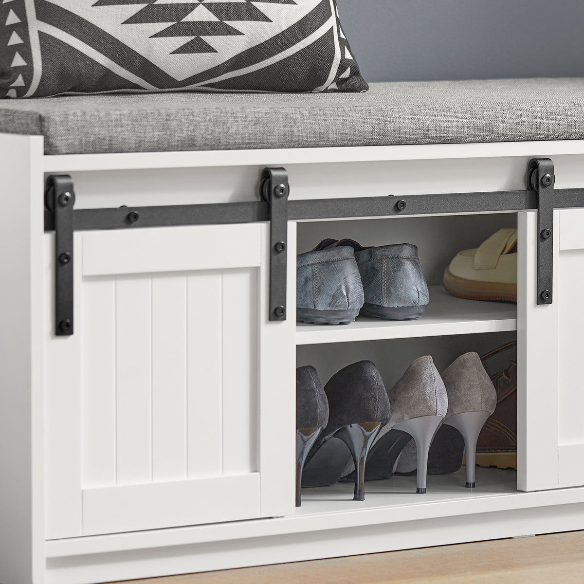 SoBuy FSR133-W, Hallway Storage Bench Shoe Bench Shoe Rack Shoe Cabinet, White