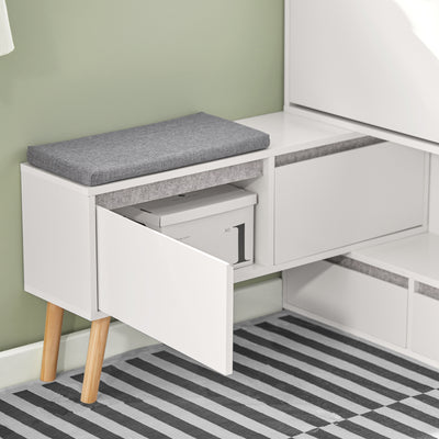 SoBuy FSR134-W, Shoe Cabinet Shoe Rack Cupboard Organizer with Storage Bench, White