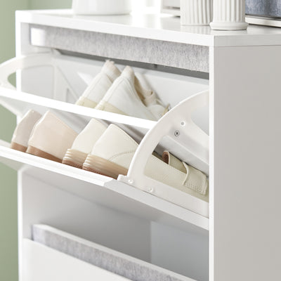 SoBuy FSR134-W, Shoe Cabinet Shoe Rack Cupboard Organizer with Storage Bench, White