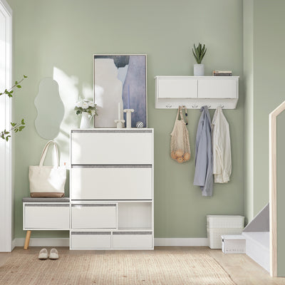 SoBuy FSR134-W, Shoe Cabinet Shoe Rack Cupboard Organizer with Storage Bench, White
