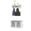 SoBuy FSR23-K-W+FRG48-W, Hallway Furniture Set, Shoe Storage Bench and Wall Coat Rack