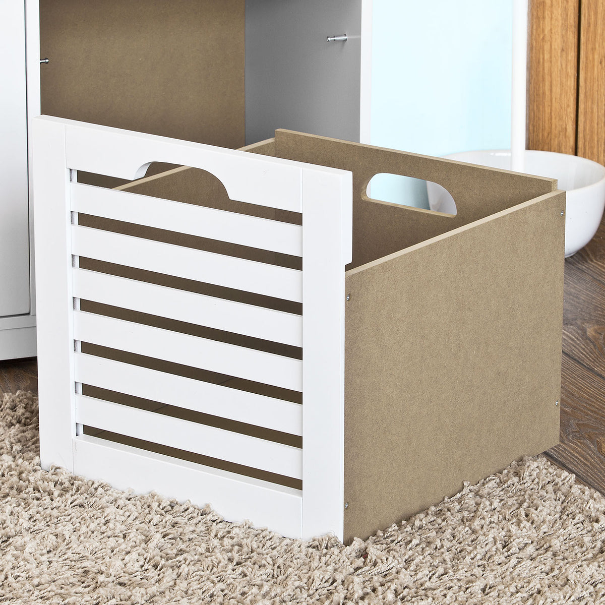 SoBuy FSR23-W, Shoe Storage Bench Shoe Cabinet with Seat Cushion – 3 Drawers for Hallway Organiser, White, Wooden Storage Unit, 120kg Load