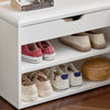 SoBuy FSR25-W, 2 Tiers Shoe Rack Shoe Cabinet Shoe Storage Bench with Folding Padded Seat