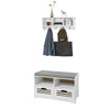 SoBuy FSR36-K-W+FRG48-W, Hallway Furniture Set, Shoe Storage Bench and Wall Coat Rack