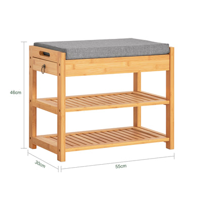FSR49-N bamboo shoe bench dimensions W55 D30 H46cm size guide
