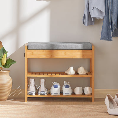 FSR49-N bamboo shoe bench in hallway entryway lifestyle scene