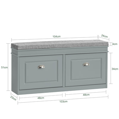 SoBuy FSR64-HG Shoe Bench Dimensions – W104 x D24 x H51cm, Holds Up to 8 Pairs of Shoes