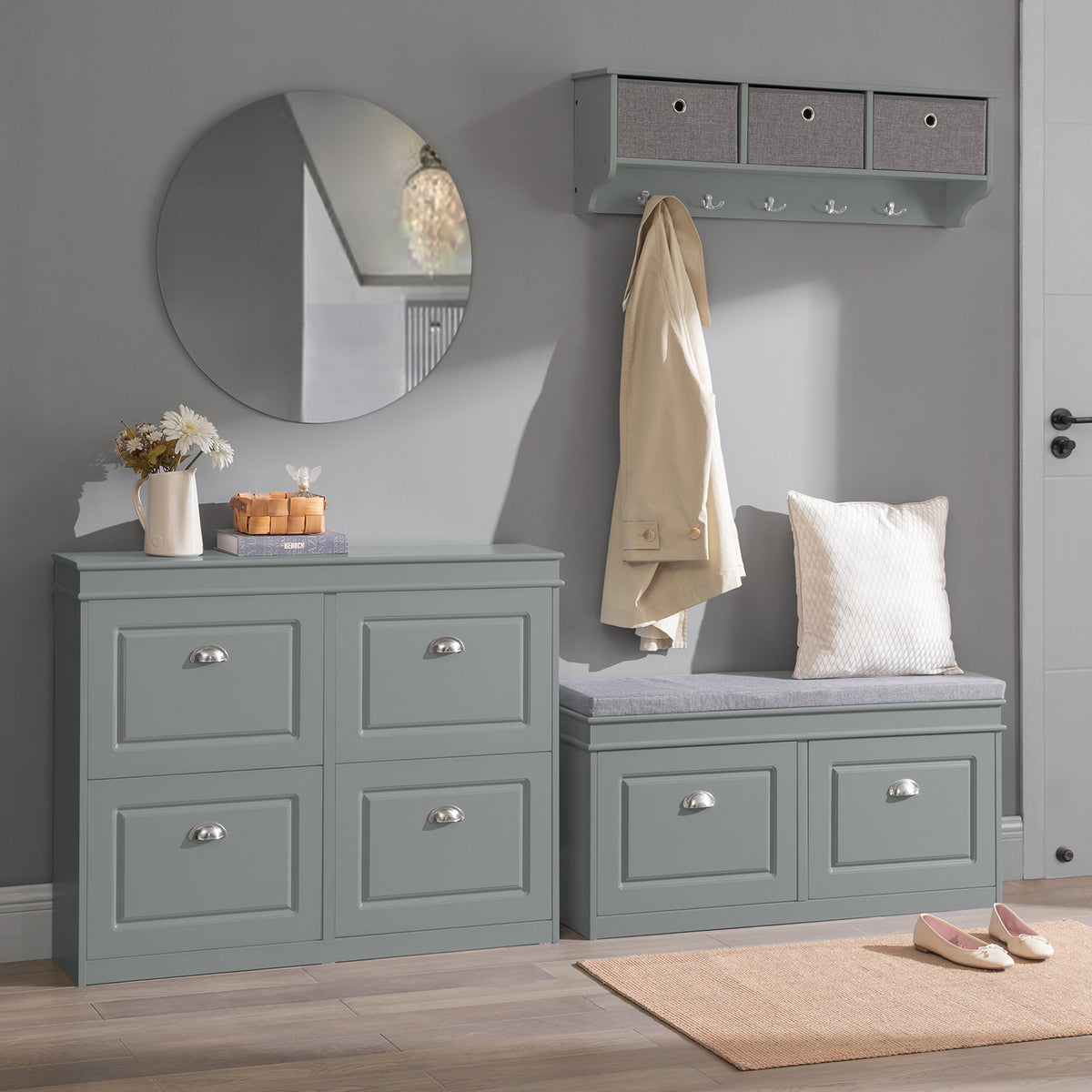 Pairs perfectly with FSR78-HG, FSR79-HG, FSR82-K-HG, FSR82-L-HG &amp; FSR94-HG for a complete grey hallway set