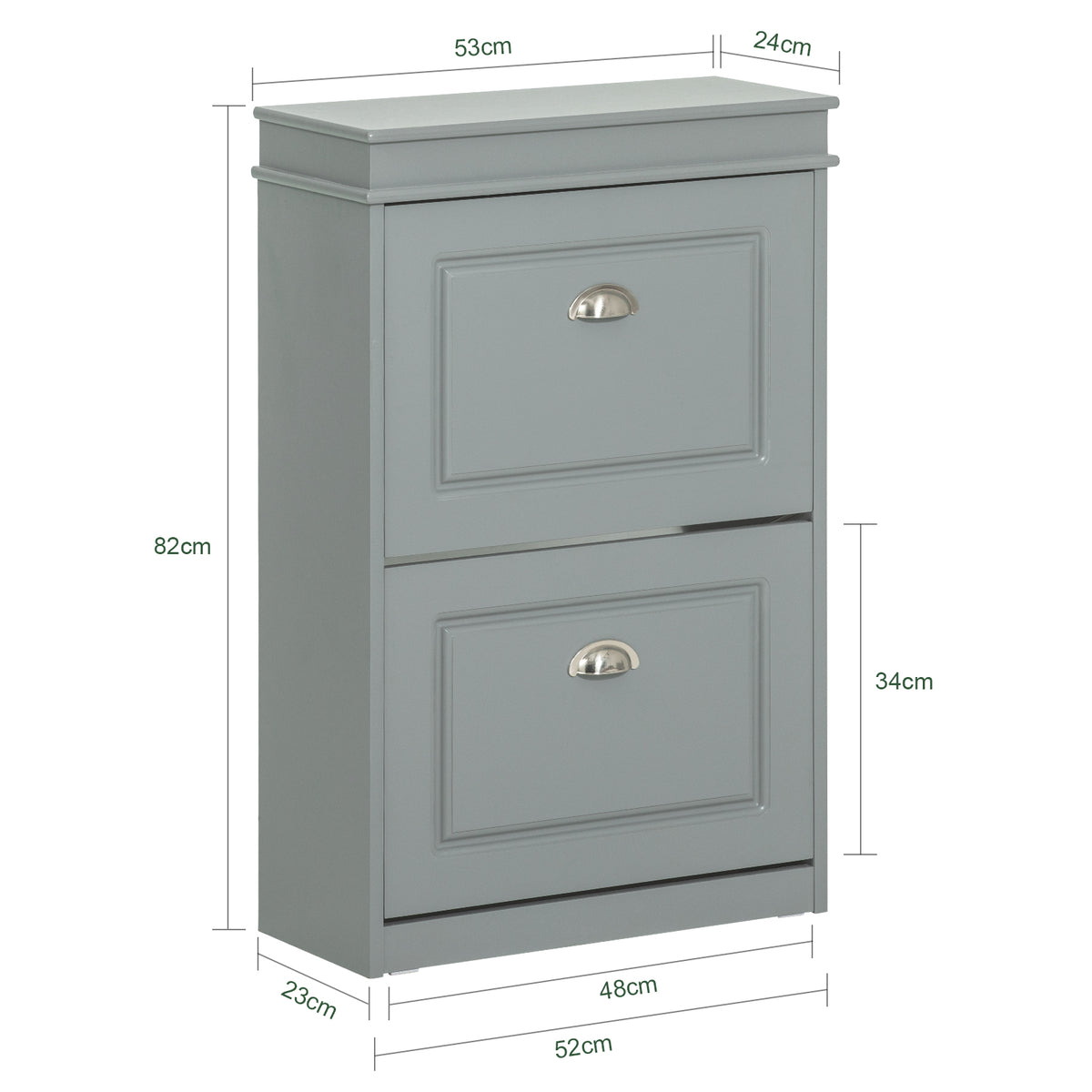 SoBuy FSR78-HG Shoe Cabinet Dimensions – W54 x D24 x H82cm, Compact Footprint for Small Hallways