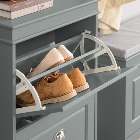 SoBuy FSR78-HG, Grey 2 Drawers Shoe Cabinet Shoe Rack Shoe Storage Cupboard Organizer Unit