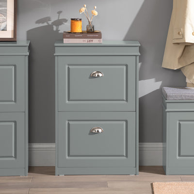SoBuy FSR78-HG Grey Hallway Shoe Cabinet – Ultra-Slim 24cm Depth Fits Narrow Corridors