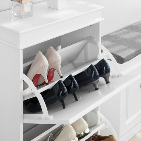 SoBuy FSR78-W, White 2 Drawers Shoe Cabinet Shoe Rack Shoe Storage Cupboard Organizer Unit