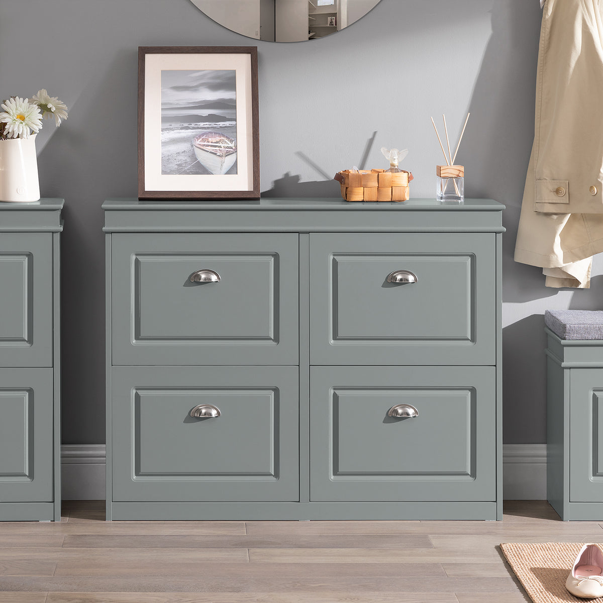SoBuy FSR79-HG Grey Hallway Shoe Cabinet – Slim 24cm Depth with Generous 105cm Width