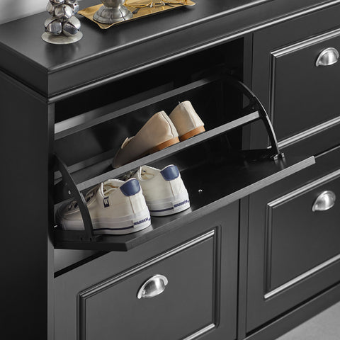 SoBuy FSR79-SCH, 4 Drawers Shoe Cabinet Shoe Storage Cupboard Organizer Unit