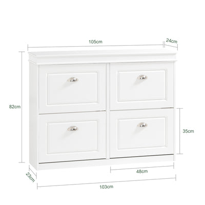 SoBuy FSR79-W white shoe cabinet W105 x D24 x H83cm white background