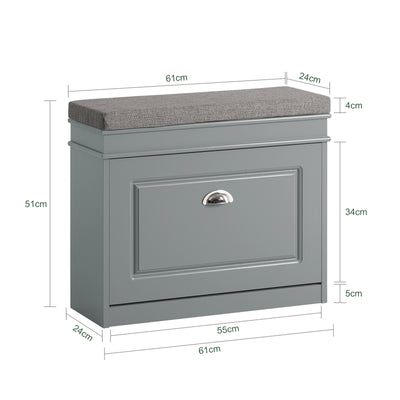 SoBuy FSR82-K-HG Dimensions – W60 x D24 x H51cm, Stores Up to 4 Pairs with Flip Drawer