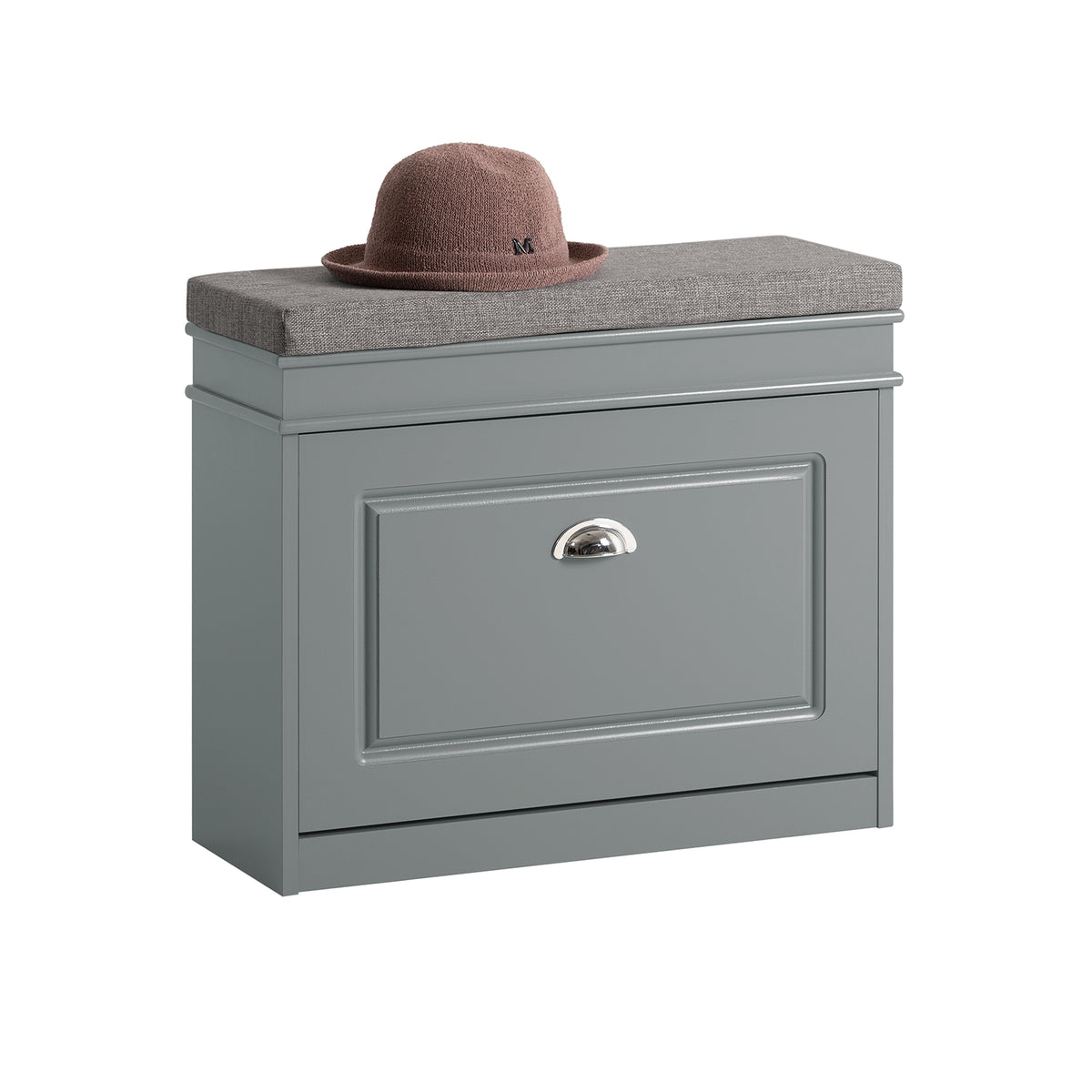 SoBuy FSR82-K-HG Grey Hallway Shoe Bench with Flip Drawer and Padded Seat – W60 x D24 x H51cm