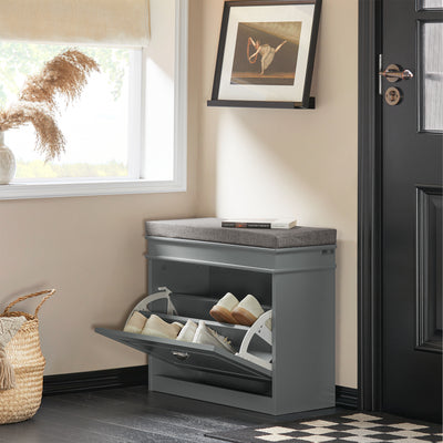 SoBuy FSR82-K-HG Grey Shoe Bench – Slim 60cm Width Ideal for Narrow Hallways and Small Entryways