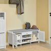 SoBuy FSR83-W, Hallway Storage Bench Shoe Cabinet with 2 Shutter Doors and Seat Cushion