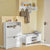 SoBuy FSR83-W, Hallway Storage Bench Shoe Cabinet with 2 Shutter Doors and Seat Cushion